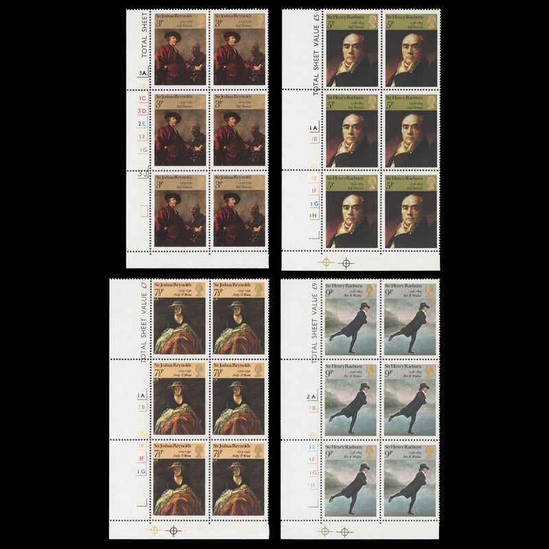 Great Britain 1973 (MLH) British Paintings cylinder blocks