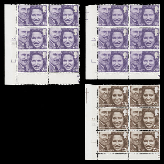 Great Britain 1973 (MLH) Royal Wedding cylinder blocks