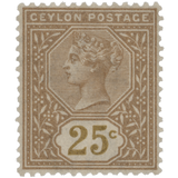 Ceylon 1886 (Unused) 25c Yellow-Brown & Olive-Yellow