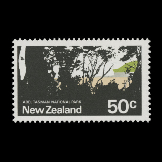 New Zealand 1971 (Variety) 50c Abel Tasman National Park missing dark green