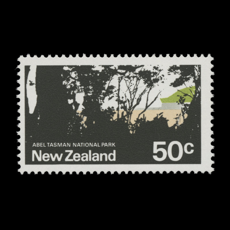 New Zealand 1971 (Error) 50c Abel Tasman National Park missing dark green
