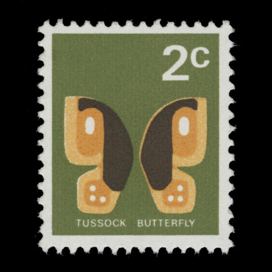 New Zealand 1973 (Variety) 2c Tussock Butterfly missing black