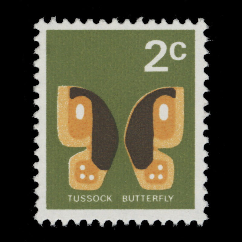 New Zealand 1973 (Error) 2c Tussock Butterfly missing black