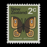 New Zealand 1973 (Variety) 2c Tussock Butterfly missing black