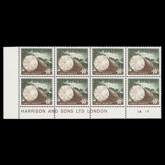 New Zealand 1967 (MNH) 10c Timber Industry imprint/plate block