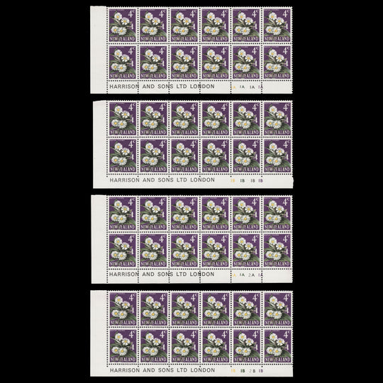 New Zealand 1967 (MNH) 4c Matua Tikumu imprint/plate blocks
