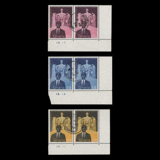 Ghana 1959 (Used) Abraham Lincoln Birth Anniversary plate pairs