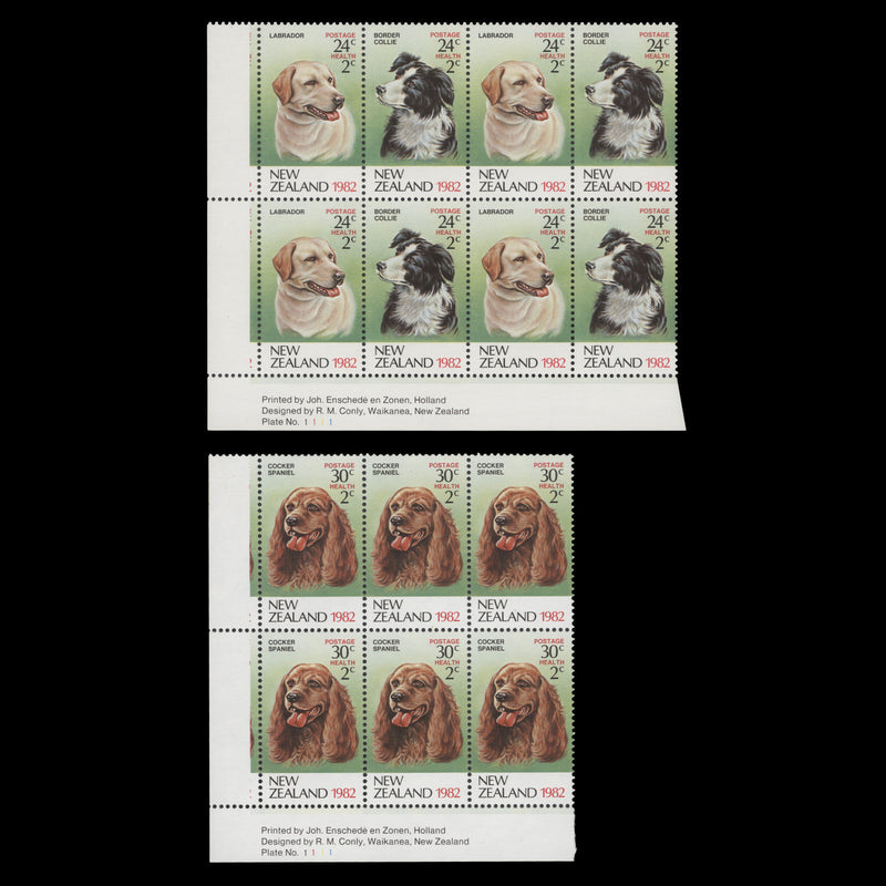 New Zealand 1982 (MNH) Dogs imprint/plate blocks