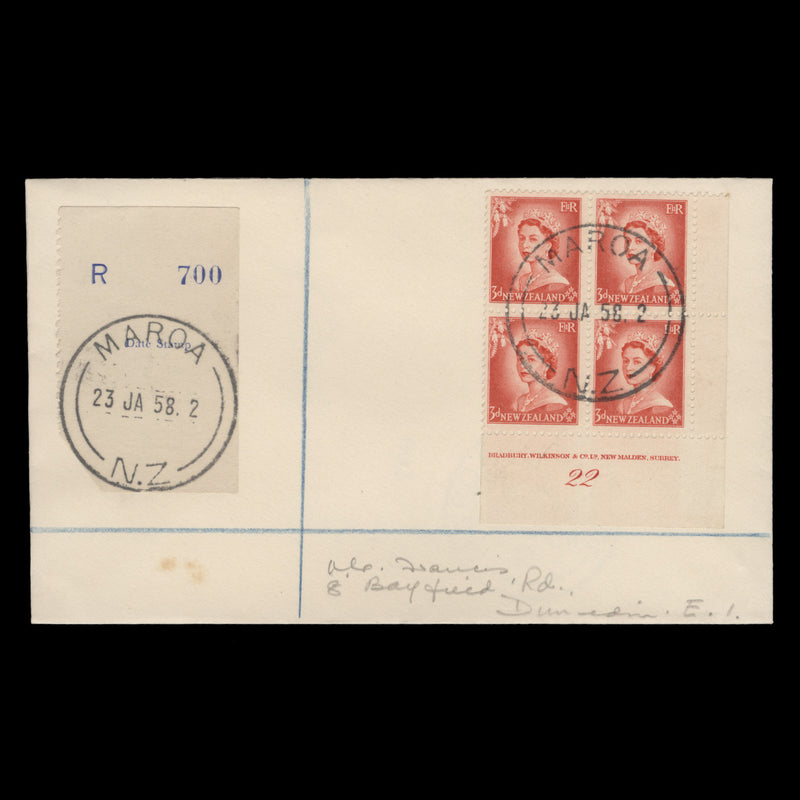 New Zealand 1958 (Postmark) Maroa