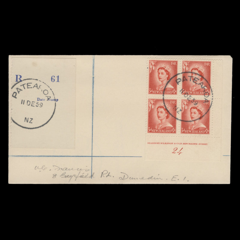 New Zealand 1959 (Postmark) Patearoa