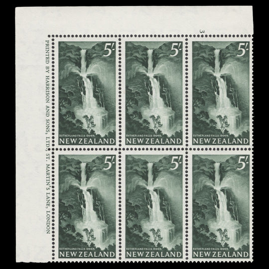 New Zealand 1960 (MNH) 5s Sutherland Falls cylinder block, ordinary