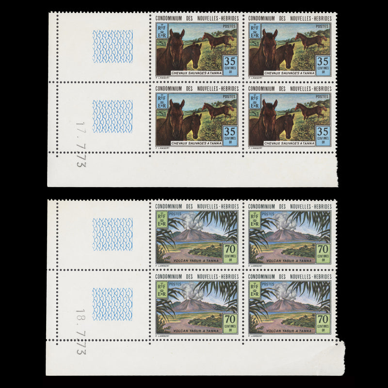 Nouvelles Hebrides 1973 (MNH) Tanna Island printing date block