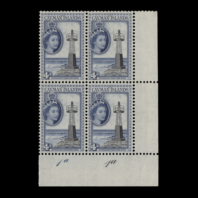 Cayman Islands 1953 (MLH) 4d South Sound Lighthouse plate block