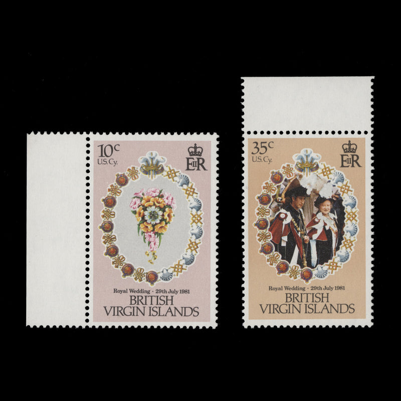 British Virgin Islands 1981 (Variety) Royal Wedding set with inverted watermark