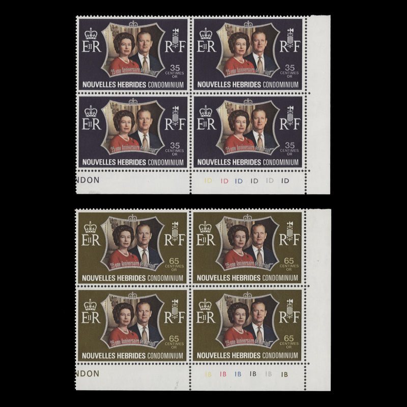 Nouvelles Hebrides 1972 (MNH) Royal Silver Wedding plate blocks
