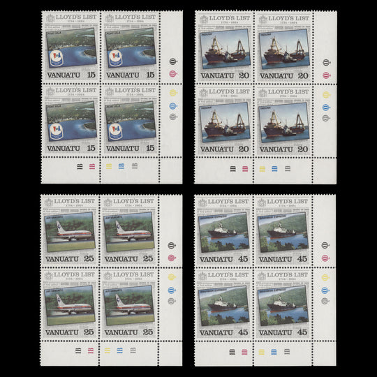 Vanuatu 1984 (MNH) Lloyd's List Anniversary plate blocks