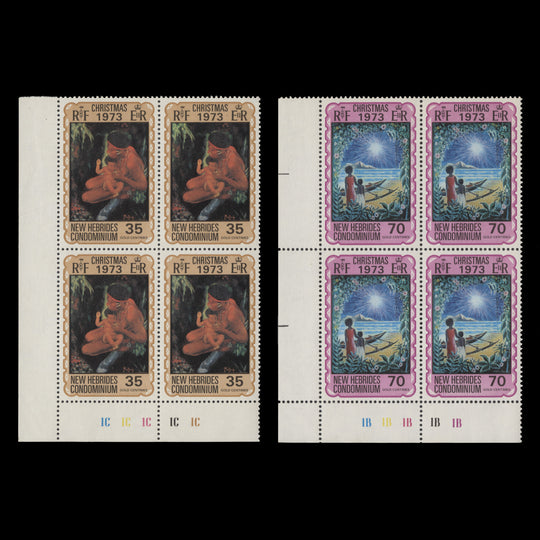 New Hebrides 1973 (MNH) Christmas plate blocks