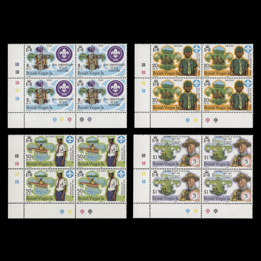 British Virgin Islands 1982 (MNH) Scouting Anniversary plate blocks