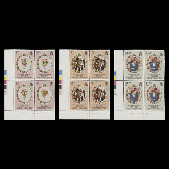 British Virgin Islands 1981 (MNH) Royal Wedding plate blocks