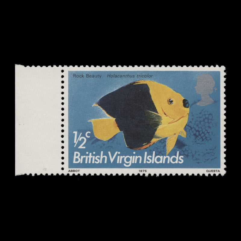 British Virgin Islands 1975 (Variety) ½c Rock Beauty with watermark to right