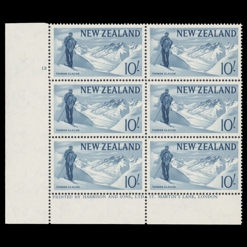 New Zealand 1960 (MNH) 10s Tasman Glacier cylinder block, ordinary