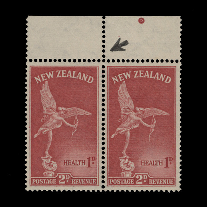 New Zealand 1947 (MNH) 2d+1d Eros pair with arrow marking