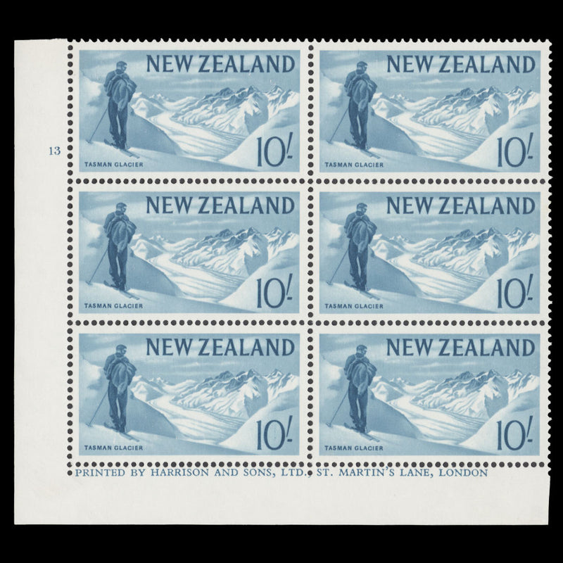 New Zealand 1966 (MNH) 10s Tasman Glacier cylinder block, chalk-surfaced