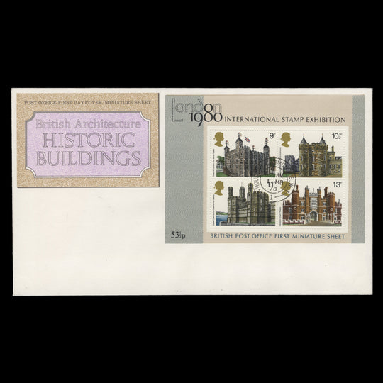 Great Britain 1978 British Architecture m/s first day cover, HOUSE OF COMMONS