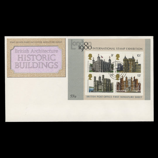 Great Britain 1978 British Architecture m/s first day cover, HOUSE OF LORDS