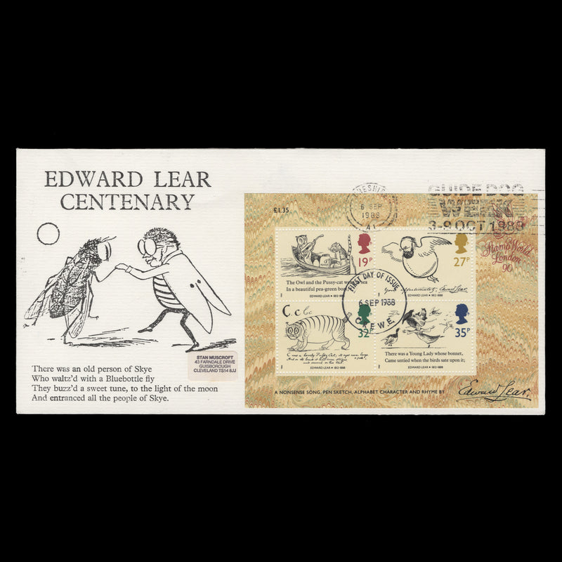 Great Britain 1988 (FDC) Edward Lear Centenary M/S