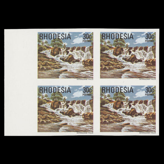 Rhodesia 1978 (Variety) 30c Inyangombe Falls imperf block