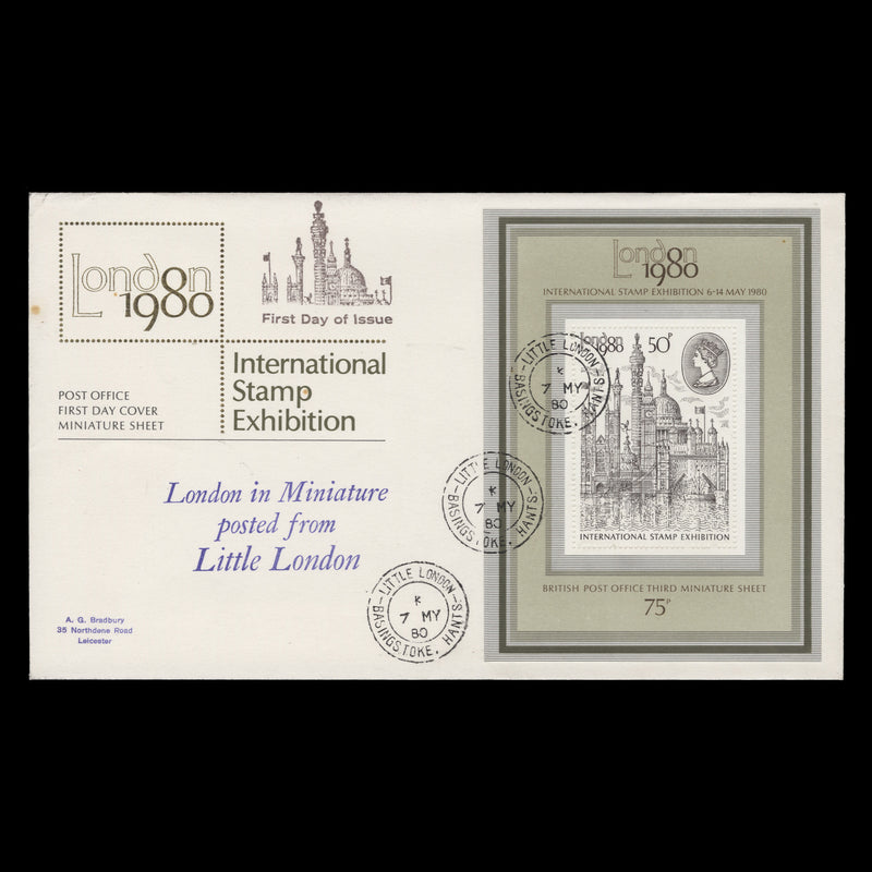 Great Britain 1980 (FDC) Stamp Exhibition miniature sheet, LITTLE LONDON