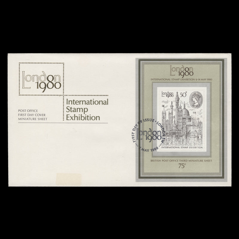 Great Britain 1980 (FDC) Stamp Exhibition miniature sheet, LONDON SW