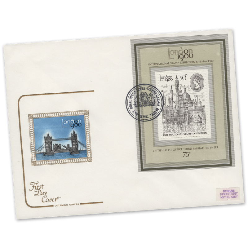 Great Britain 1980 (FDC) Stamp Exhibition miniature sheet, LONDON WC