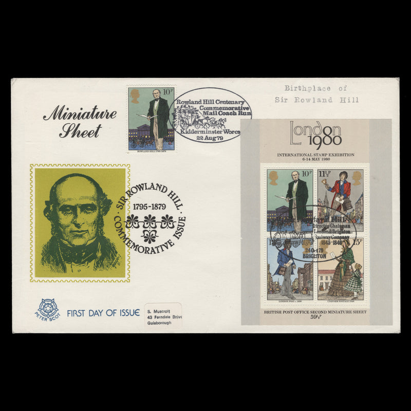 Great Britain 1979 Rowland Hill Death Centenary double-dated cover