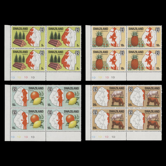 Swaziland 1977 (MNH) Region Maps plate 1D–1D–1D–1D blocks