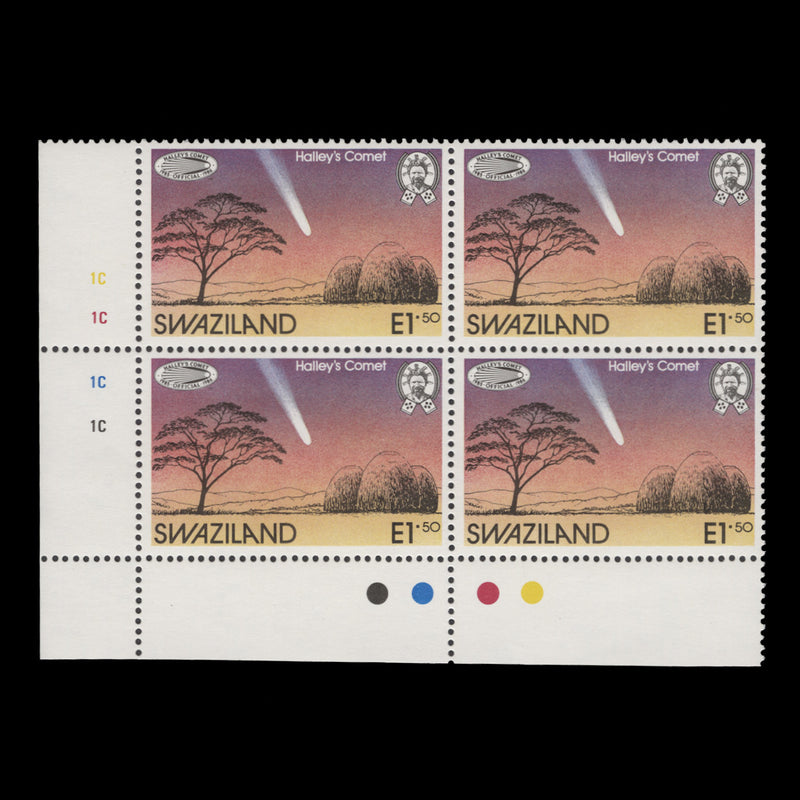 Swaziland 1987 (MNH) E1.50 Appearance of Halley's Comet plate block