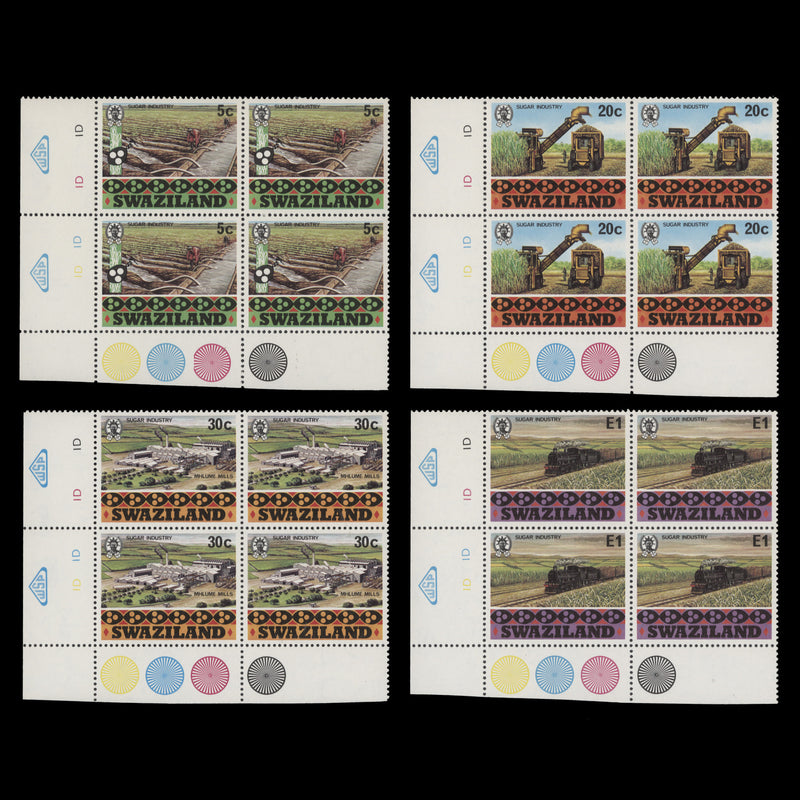 Swaziland 1982 (MNH) Sugar Industry plate 1D–1D–1D–1D blocks