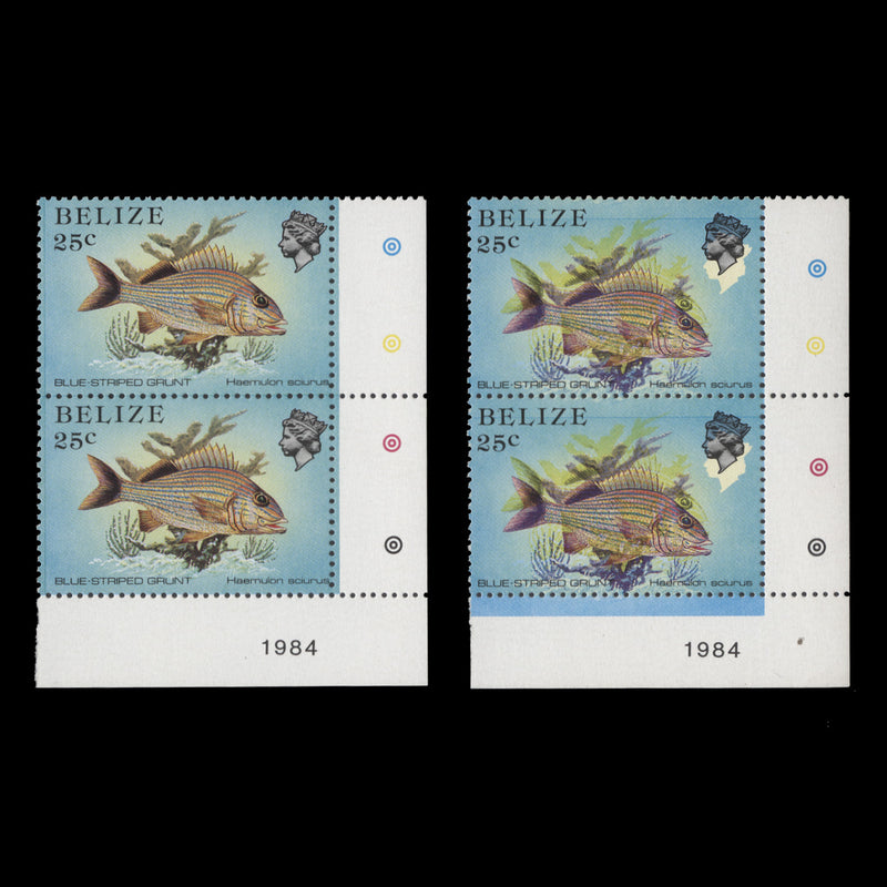 Belize 1984 (Variety) 25c Blue-Striped Grunt with shifts of cyan and magenta