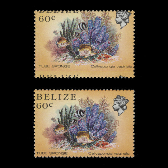 Belize 1984 (Variety) 60c Tube Sponge with perforation shift
