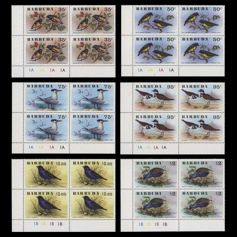 Barbuda 1976 (MNH) Birds plate blocks