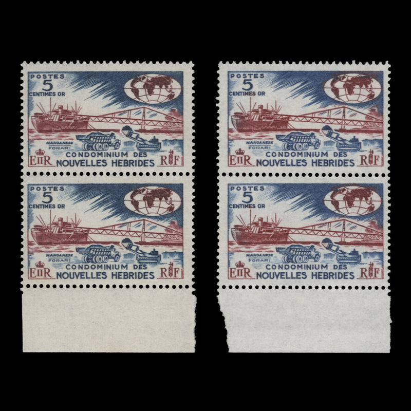 Nouvelles Hebrides 1972 (Variety) 5c Exporting Manganese reprint pair