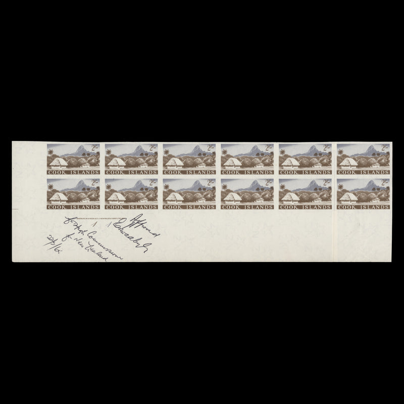 Cook Islands 1963 (Proof) 2s Island Scene imperf plate block