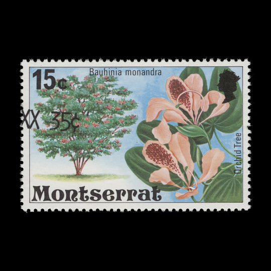 Montserrat 1980 (Variety) 35c/15c Orchid Tree with surcharge shift