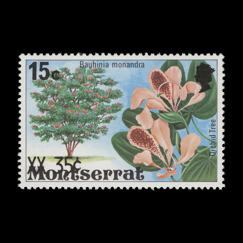 Montserrat 1980 (Variety) 35c/15c Orchid Tree with surcharge shift