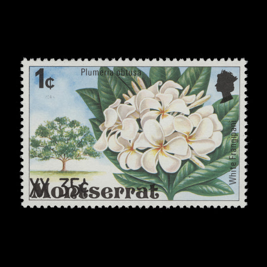 Montserrat 1980 (Variety) 35c/1c White Frangipani with surcharge shift