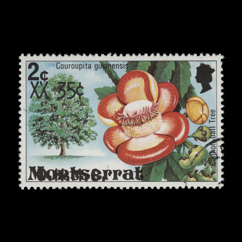 Montserrat 1980 (Variety) 35c/2c Cannon-Ball Tree official with overprint shift