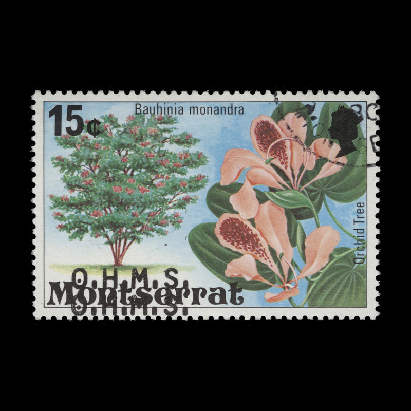 Montserrat 1980 (Variety) 15c Orchid Tree official with overprint double