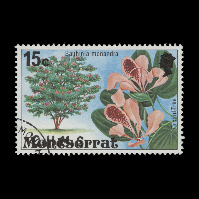 Montserrat 1980 (Variety) 15c Orchid Tree official with overprint shift