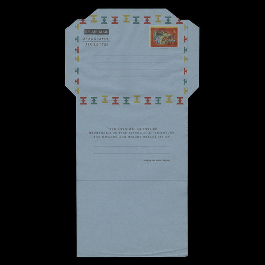 Ghana 1970 (Variety) 9np Chameleon Aerogramme, multiple minor shifts